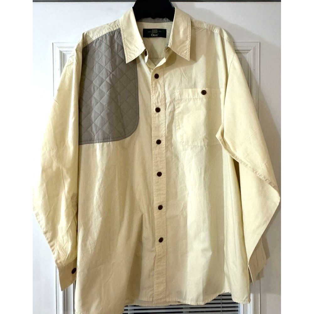 Vintage Orvis Pale Yellow Long Sleeve Button Up Sportsman Outdoors Shirt Size L